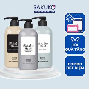 [KUMANO YUSHI] Dầu gội xả & sữa tắm hoa hồng White Rose Musk SAKUKO 700ml nội địa Nhật
