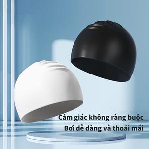 Mũ bơi unisex nón bơi người lớn chất liệu silicone cao cấp dùng được cho nam, nữ ngăn nước, trùm được búi tóc dài