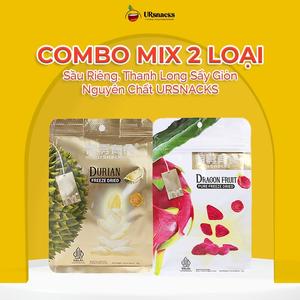 [COMBO MIX 2 LOẠI] Sầu Riêng, Thanh Long Sấy Giòn Nguyên Chất URSNACKS