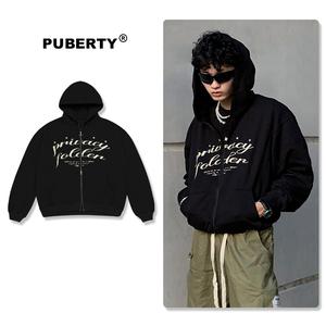 Hoodie zip unisex oversize local brand PUBERTY 5-STARS HOODIE ZIP / ĐEN