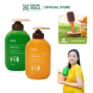 [CHỈ TRONG LIVESTREAM] Dầu Gội Xả Hữu Cơ Gừng Sả Cỏ Cây Hoa Lá 500g- Giảm bết dầu - Tặng:  Combo dầu gội xả gừng sả 30ml / Hộp bông tẩy trang