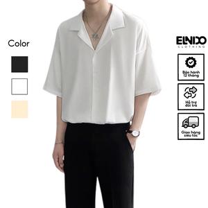 Áo sơ mi tay ngắn nam nữ form rộng, sơ mi dài tay unisex Hàn Quốc, chất vải lụa dãn