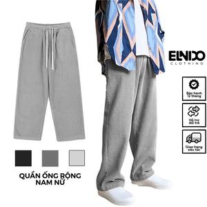 Quần ống rộng nam nữ dáng suông nhung tăm, quần suông nam nữ ống rộng unisex len tăm