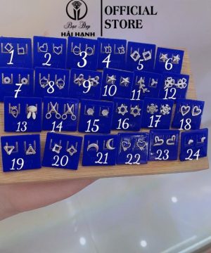 Bông tai bạc ta nụ nhỏ dáng bông chốt xiên bán tương tác đồng giá HHJ bạc đẹp hải hạnh