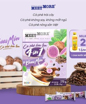 [MUA 2 TẶNG 1] Hộp Cà Phê Hòa Tan Vị Khoai Môn - Meet More Coffee (15 gói x 18g) (TẶNG 1 CHAI NƯỚC)
