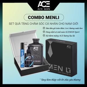 Combo MEN LÌ ACEMAN gồm Sữa tắm 3 in 1 & Dung dịch vệ sinh nam & Xịt thơm miệng bạc hà the mát - set quà tặng nam giới, quà tặng người yêu kèm hộp quà và thiệp