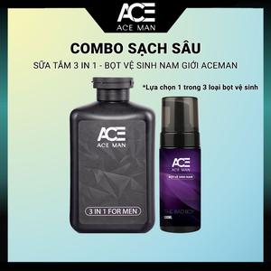 Combo ACEMAN "Sạch Sâu-Thơm Lâu" bao gồm Sữa tắm gội hương nước hoa toàn thân 3 in 1 dung tích 320 ML và Bọt vệ sinh nam giới 100 ML