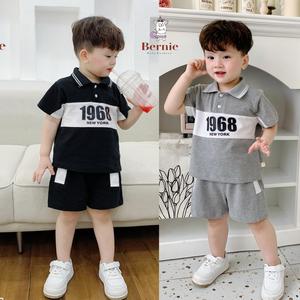 Bộ cộc tay bé trai polo 1968 Bernie phối màu thời trang cho bé 9-23kg- Bộ bé trai bé gái có cổ đi chơi đi học - 0823B016