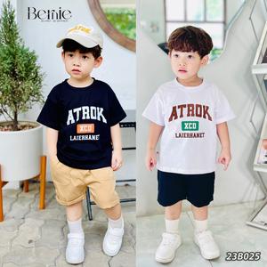Bộ cộc tay bé trai ATROK cho bé từ 9-23kg Bernie - Bộ bé trai mùa hè áo phông quần sooc thô cho bé - 23B025