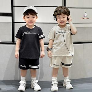 Bộ cộc tay bé trai Bernie SOMEWHERE phối sọc cho bé từ 9-23kg Bernie - Bộ thể thao bé trai vải cotton - 1223B021