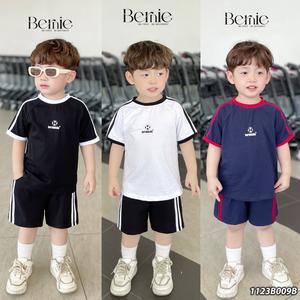 Bộ thể thao bé trai Bóng đá phối sọc khoẻ khoắn Bernie - Bộ cộc tay bé trai cho bé 9-23kg- 1123B009B