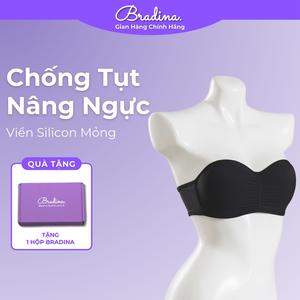 Áo lót quây CHỐNG TỤT không gọng chống tụt Bradina AQ2, có kèm dây, đẩy V1, mặc 2 kiểu cho nữ Kem Women