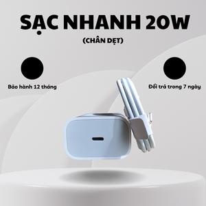 BỘ SẠC NHANH PD 20W (CHÂN DẸT) CHO CÁC DÒNG MÁY 8 ĐẾN 14 PRM, SẠC NHANH BH 12 THÁNG phụ kiện, kem