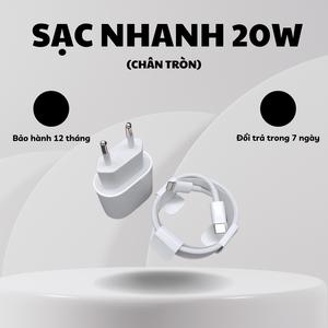 BỘ SẠC NHANH PD 20W (CHÂN TRÒN) CHO CÁC DÒNG MÁY 8 ĐẾN 14 PRM, SẠC NHANH BH 12 THÁNG phụ kiện, kem