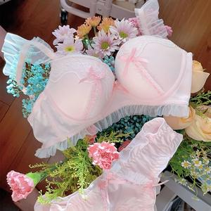 Áo Ngực Công Chúa Màu Hồng Lolita Nhật Bản, Dễ Thương Và Gợi Cảm, Phong Cách Nữ Tính, Đẩy Lên, Mặc Ruy Băng, Bộ Áo Ngực Ngọt Ngào Và Dễ Thương Women