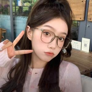 Khung kính ins cao cấp, phong cách Hàn Quốc, chốngxanh biển ánh sáng mới, có thể được trang bị gương phẳng nhỏ cho phụ nữ cận thị mà không cần trang điểm để lộ khuôn mặt của họ