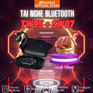 [MUA 1 TẶNG 1] Tai nghe SanSui TW95 Bluetooth 5.4 kết nối nhanh nhạy chống ồn ,  Đeo Vành Tai Nghe Nhạc