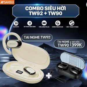 Combo Tai nghe SanSui TW92 + Tai nghe SanSui TW90 Bluetooth 5.4 kết nối nhanh nhạy chống ồn , Nhét Tai Nghe Nhạc