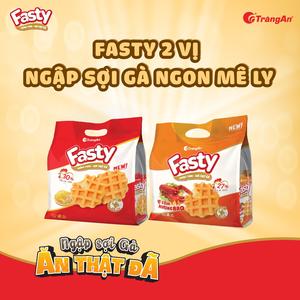 Thùng 12 túi bánh trứng tươi sợi thịt gà Fasty vị truyền thống, vị tôm nướng, thơm ngon dinh dưỡng, túi 156g, sản phẩm chính hãng Tràng An