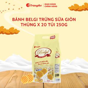 Thùng 20 túi bánh Belgi trứng sữa giòn, hương vị thơm ngon, dinh dưỡng, sản phẩm chính hãng Tràng An