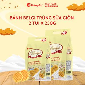 Combo 2 túi bánh Belgi trứng sữa giòn, bơ sữa giòn, bánh ăn sáng, món ăn phụ tiện lợi dinh dưỡng, sản phẩm chính hãng Tràng An
