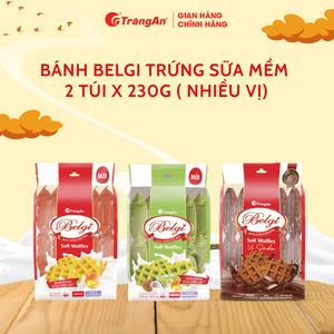 Combo 2 bánh Belgi trứng sữa mềm túi 230g, bánh mềm ăn sáng, ăn vặt thơm ngon, dinh dưỡng, tiện lợi, sản phẩm chính hãng Tràng An