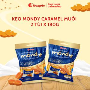 Combo 2 gói kẹo mềm Mondy vị caramel muối, chewy sữa, kẹo đóng túi tiện lợi, sản phẩm chính hãng Tràng An
