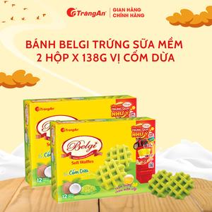 Combo 2 hộp bánh Belgi trứng sữa mềm hộp giấy 138g, bánh ăn nhẹ, bữa phụ dinh dưỡng, sản phẩm chính hãng Tràng An