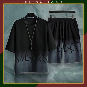 Bộ Thể Thao Cọc Tay Nam Mùa Hè  Họa Tiết Chữ Loang Màu Mặc Nhà Thun Lạnh, Nam, nữ, Đủ size S - 2XL, Thoáng mát. Mã BC