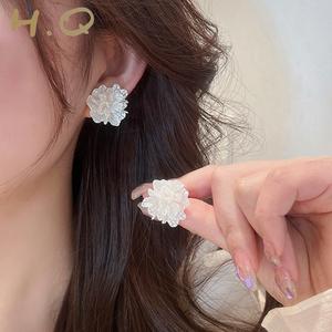 H.Q Jewelry khuyên tai nữ Hoa Phụ kiện thời trang Phong cách Hàn Quốc Quà tặng Titan Hoa Tai Voi Women