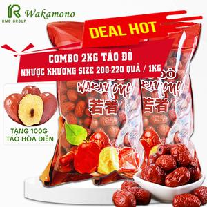 Combo 2kg Táo đỏ Nhược Khương khô tự nhiên size 200-220 quả / 1KG, tặng 100g Táo Hòa Điền size 80-90/quả Snack Ăn Vặt Food Thức Ăn