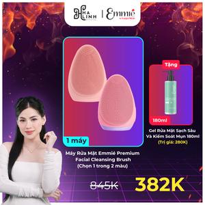 [Võ Hà Linh x Emmié by happySkin] Máy Rửa Mặt Emmié Premium Facial Cleansing Brush-Đạt Chứng Nhận FDA - Phiên bản màu mới, bao bì mới TẶNG 1 Gel Rửa Mặt Sạch Sâu Và Kiểm Soát Mụn Emmié Pore Purifying & Blemish Control Derma Cleansing 180ml, Skincare Women