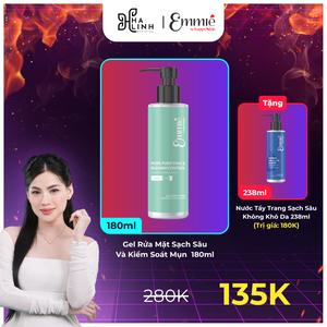 [Võ Hà Linh x Emmié by happySkin] Gel Rửa Mặt Sạch Sâu Và Kiểm Soát Mụn Emmié Pore Purifying & Blemish Control Derma Cleansing 180ml TẶNG 1 Nước Tẩy Trang Sạch Sâu Không Khô Da Emmié Amino Acid Derma Micellar Water 238ml sữarửamặt