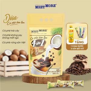 [MUA 1 TẶNG 2] Bịch Cà Phê Hòa Tan Vị Dừa - Meet More Coffee (Bịch 50 Gói x 18 Gram) (TẶNG 1 CHAI NƯỚC + 3 GÓI NGẪU NHIÊN)