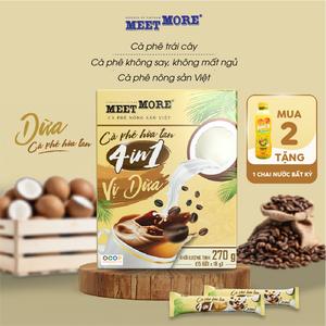 [MUA 2 TẶNG 1] Hộp Cà Phê Hòa Tan Vị Dừa - Meet More Coffee (15 Gói x 18 Gram) (TẶNG 1 CHAI NƯỚC)