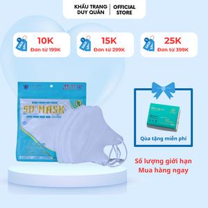 [Túi Zip] 600 Chiếc Khẩu Trang Y Tế 5D Duy Quân, 3 Lớp Kháng Khuẩn Dành Cho Người Lớn, Chống Tia UV, Bụi Mịn
