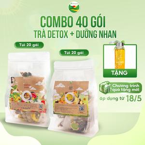 Combo 40 gói Trà Detox + Trà Dưỡng Nhan tặng bình nước trà thủy tinh 300ml