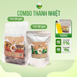 Combo trà thanh nhiệt gồm trà gạo lứt đậu đen và trà cà gai leo túi lọc (Nước trà vị ngọt thanh)