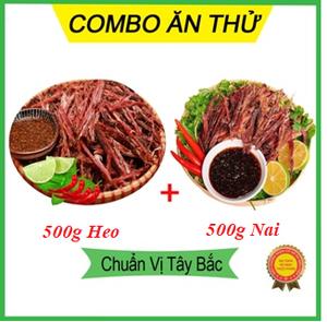 ComBo Thịt (Heo + Nai) Gác Bếp 500g kèm thêm chẩm chéo thơm ngon Snack Ăn Vặt Food Chua Thức Ăn Cay