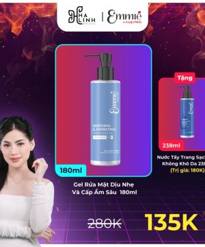 [Võ Hà Linh x Emmié  by happySkin] Gel Rửa Mặt Dịu Nhẹ Và Cấp Ẩm Sâu Emmié Soothing & Hydrating Derma Cleansing 180ml TẶNG 1 Nước Tẩy Trang Sạch Sâu Không Khô Da Emmié Amino Acid Derma Micellar Water 238ml sữarửamặt