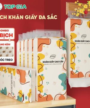 (ĐA KHO) COMBO 6 bịch khăn giấy đa sắc treo tường (mua 1 tặng 3 móc treo tường) Giấy Ăn rút an toàn lành tính Giấy Vệ Sinh