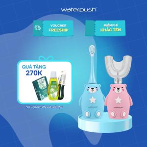 [MUA 1 TẶNG 3] Bàn chải điện trẻ em cao cấp WaterPush đầu chữ U siêu mềm và đầu bàn chải siêu mảnh giúp bé làm sạch