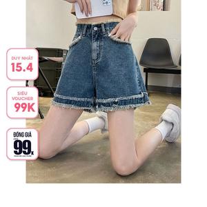 Quân short jean đùi ngắn nữ tua gâu ống rộng phong cách Hàn Quốc chất mềm mại loại 1 Quảng Châu KoKo QS02 Women Pants