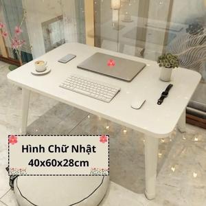 Bàn học gấp gọn mặt gỗ chân trắng dùng để học và làm việc - TABLESS STORE