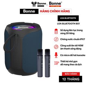Loa Bluetooth BONNE BS1 chính hãng by Bonnetech, Loa công suất 40W, âm thanh HIFI, Chuẩn chống nước IPX7, Bluetooth V5.0, kết nối TWS