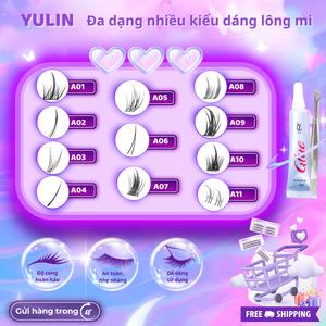 Mi giả tách sợi siêu mảnh và tự nhiên YULIN, mi tách sợi tặng kèm keo và kẹp lấy Mỹ Phẩm Cosmetic Nữ Keo Nối Mi Trang Điểm