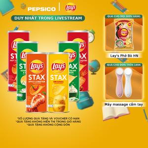 Combo 6 Snack Lay's Stax 100gr Ăn Vặt (Tự nhiên, Tôm hùm nướng ngũ vị, 2 Kem chua hành, 2 Mực sốt cay) Ăn Vặt