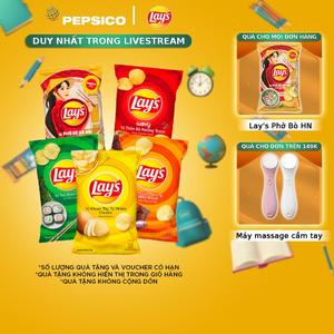 Combo 5 Bánh Snack Lay's Ăn Vặt (Tự nhiên 90g, Tảo Biển 90g, Sườn Nướng BBQ Brazil 90g, Bò Nướng Texas 90g, Phở Bò Hà Nội 88g)