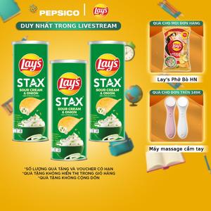 Combo 3 Snack Lay's Stax Vị Kem Chua Hành 100g