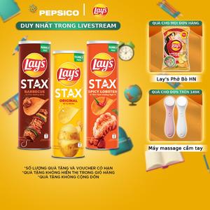 Combo 3 Snack Lay's Stax 150G Ăn Vặt (Tự Nhiên, Thịt Nướng BBQ, Tôm Hùm Nướng Ngũ Vị)